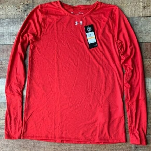 Under armour women's size small red long sleeve athletic workout shirt tee NWT's - Picture 1 of 7